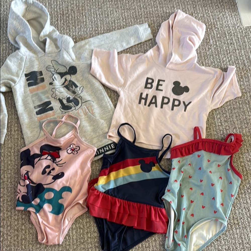 Junk Food Disney Swimsuit Cover up Hoodie Pink, Blue, Red Minnie Mouse Mickey 2T